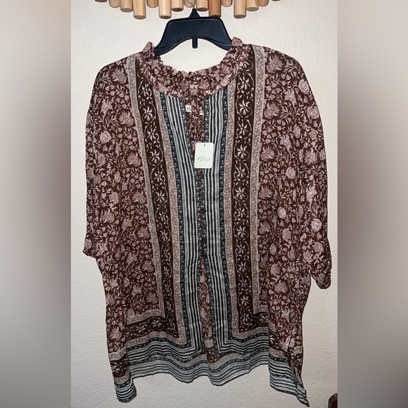 Free People Batik Boder Cardigan - Chestnut Combo - Picture 4 of 6